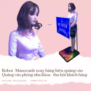 quảng cáo phòng nha khoa hiệu quả - manocanh xoay bảng hiệu