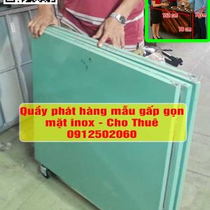 Xe đẩy bán hàng gấp gọn mặt inox lớn cho thuê